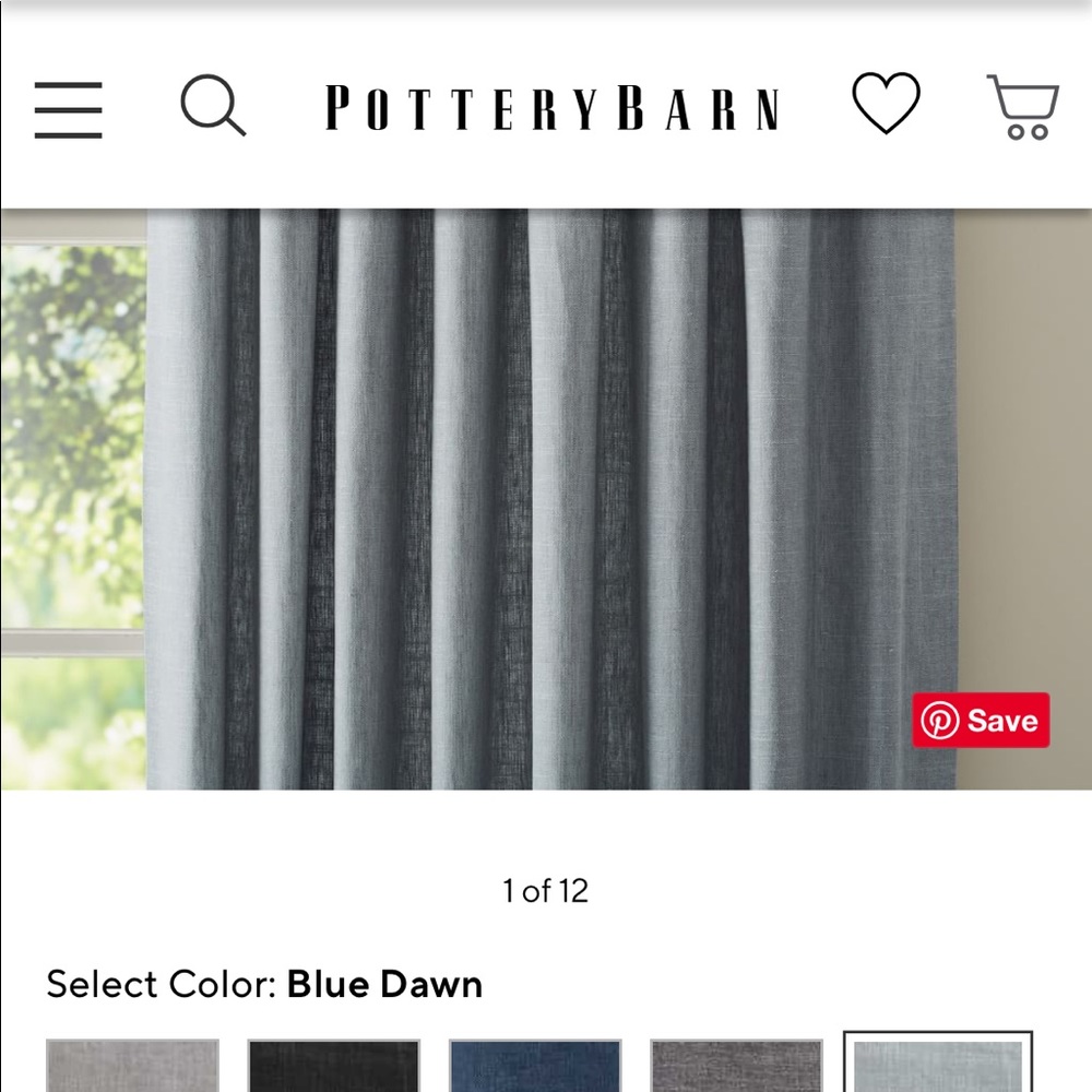 Pottery Barn Emery curtain blackout